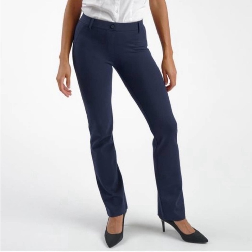 Betabrand Womens Navy Blue straight leg Dress Pant Size large petite